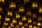 Thousands of lanterns hanging on the ceiling of Buddhist temple Shrine.