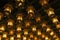 Thousands of lanterns hanging on the ceiling of Buddhist temple Shrine.