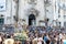 Thousands of people applaud the statue of Nossa Senhora da Conceicao da Praia leaving the church to honor her day