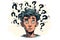 Thousands of Questions in Human's Head, Cartoon Style Illustration