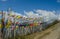 Thousands of sacred and colorful prayer flags in Chele la pass, Bhutan