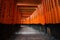 Thousands of torii gates at Fushimi Inari Shrine in Kyoto, Japan