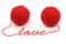 Thread balls with word \'love\'
