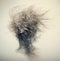 Threaded Elegance: Woman\\\'s Sculptural Head Woven with Myriad Threads, Creating Intricate Portrait Tapestry, AI generated