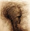 Threaded Elegance: Woman\\\'s Sculptural Head Woven with Myriad Threads, Creating Intricate Portrait Tapestry, AI generated