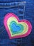 Threaded heart on jeans