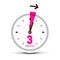 Three 3 Minutes Clock Icon with Arrow