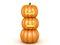 Three 3D pumkin jack o lanterns stacked on top of each other