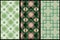 Three abstract green patterns: lace, ornate and geometric