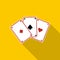 Three aces, playing cards icon, flat style