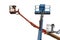 Three acting hydraulic aerial platforms for high-altitude work isolated