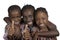 Three african kids holding thumbs up