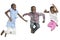 Three african kids jumping high