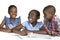 Three african kids learning together