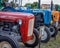 Three agricultural tractors.