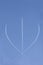 Three aircrafts in the ski make a graphic sign with condensation trails with copy space for your text