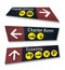 Three Airport Direction Signs at Crazy Angles
