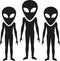 Three aliens extraterrestrials