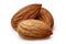 Three almonds isolated