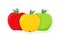 three apple fruit. Yellow, red and green apple, Sticker