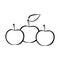 Three apples with leaf  outline