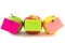 Three apples with memo stickers, horizontal