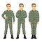 Three army soldiers posing