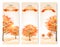 Three autumn abstract banners with colorful leaves and trees