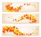 Three autumn banners with colorful leaves