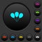 Three balloons dark push buttons with color icons