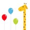 Three balloons. Giraffe with spot. Zoo animal. Cute cartoon character. Long neck. Wild savanna jungle african animals collection.