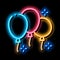 three balloons neon glow icon illustration