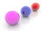 Three balls in red,purple and blue colors