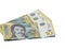 Three  banknotes worth 10 Serbian Dinars with a portrait of a Linguist Vuk Karadzic isolated on a white background