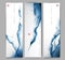 Three banners with abstract blue ink wash painting in minimalist oriental style. Traditional oriental ink painting sumi