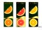 Three banners with oranges and lemon on a white background.