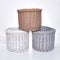 three baskets gray brown white