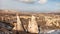 Three beauties named fairy chimneys in Cappadocia.