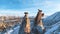 Three beauties named fairy chimneys in Cappadocia.