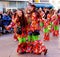 Three beautiful girls posing in the carnival parade in Croatia, in Fiume, on February 2018.