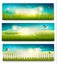 Three beautiful summer meadow landscape banners