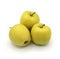 Three Beautiful Yellow Apples Still Life White Background Fruits