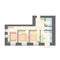Three bedroom apartment with a big terrace plan / layout, architectural background