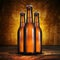 Three Beer bottle on grunge background