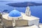 Three bells of Fira Church in Fira, Santorini, Greece