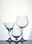 Three beverage glasses with a white background