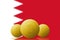 Three Bitcoins cryptocurrency with Bahrain flag on background