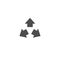 Three black arrows point out from the center. Expand Arrows icon. Outward Directions icon