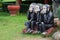 Three black monkeys statue, closes eye, mouth, ear