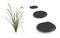 Three Black Pebbles with Grass